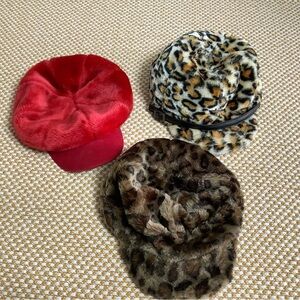 Vintage cheetah hat bundle of 3